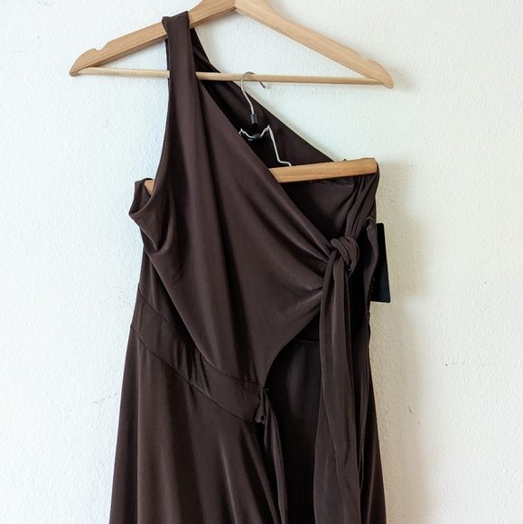 NWT PrettyLittleThing One Shoulder Tie Midi Dress - Picture 4 of 9